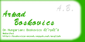 arpad boskovics business card